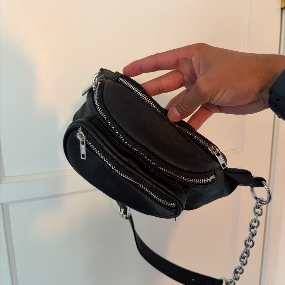 Black Leather brandy Melville Fanny pack